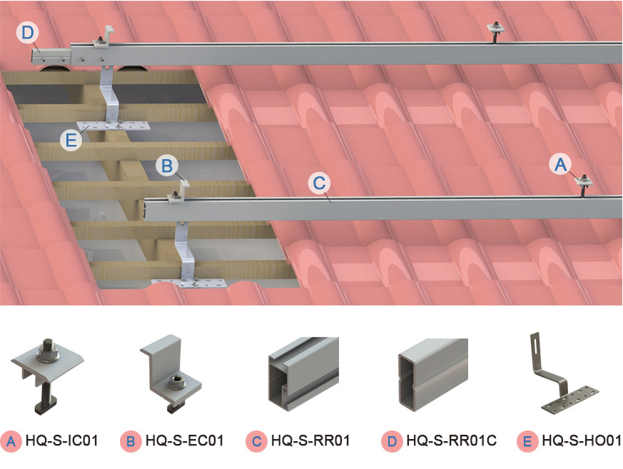 Solar tile roof for solar mounting structure