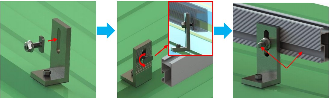 Solar Tin roof mounting structure L feet