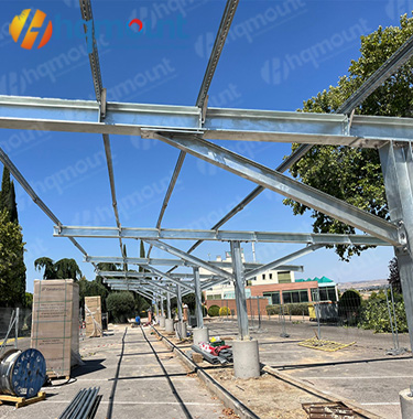 Carbon steel solar carport latest installation cases