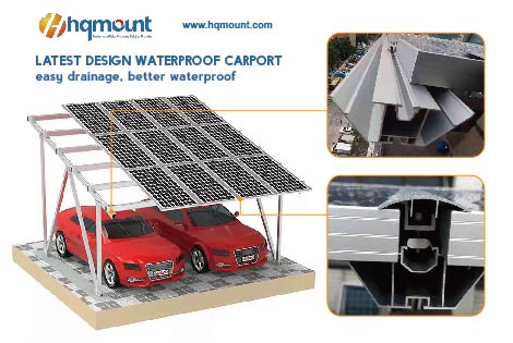 HQ mount latest design waterproof photovoltaic carport