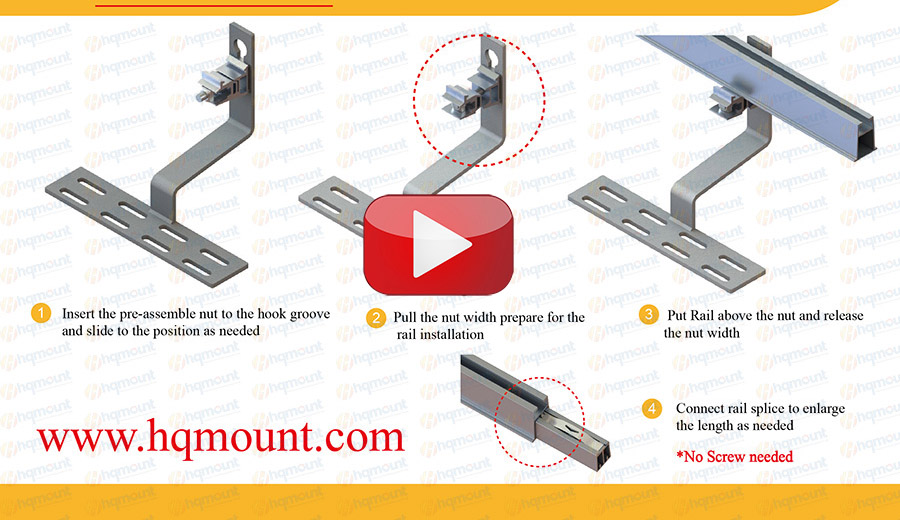 hqmount patented solar click holder hook